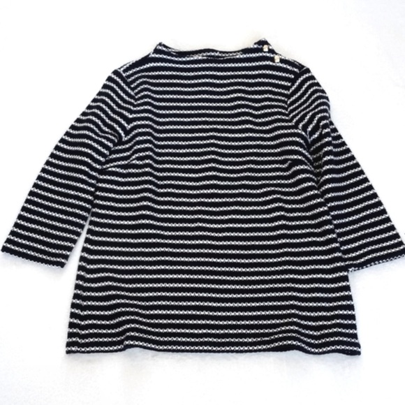 Talbots Women's Navy & White Striped Boatneck Knit Sweater 3/4 Sleeves M/P - Picture 3 of 12
